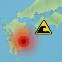 地 震 震度７ 熊本地方 津波注意報発令 九州地方新幹線・在来線全線見合わせ 原発異常なし