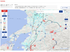 トヨタ、熊本県で発生した地震に伴う「通れた道マップ」を公開