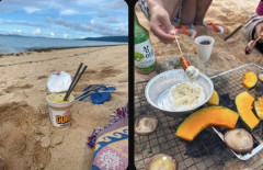 【画像】陽キャさん、海でお手軽BBQを披露→無事炎上・・・