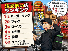 ウーバー配達員です！注文多い店ランキング発表します！