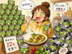 グリーカレーの缶詰の消費が激しい