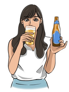 金髪美女、谷間にビールを零してしまい胸元が透け透けｗｗｗｗ
