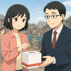 日本共産党「お預かりした募金は、共産党の政治活動資金と区別し、全額を被災地のために使います」
