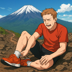 ドイツ人男性がランニングシューズで富士登山 「足をくじいて動けない」