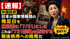 【速報】中国政府「日本は国家情報局の発足日を意図的に「7/31」にした、これは「731部隊」を意味する戦後秩序への挑発だ」