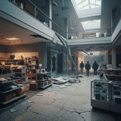 大地震直後のモール店内 ← 「誰も物を盗んでない!!文明的!!」