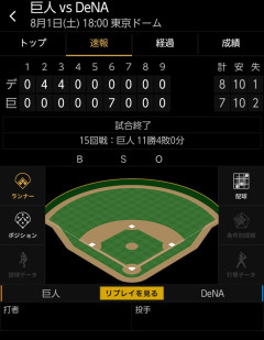 ベイスターズ 8－7 ジャイアンツ　宮下の満塁ホームランなど8得点　1点差で逃げ切る！