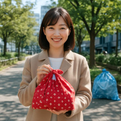 東京都、ごみ持ち帰り促進へ風呂敷配布