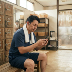 銭湯の脱衣所、スマホをいじる利用客に物議「つい仕事関係の連絡がないか見てしまう」の声も