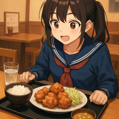 部活帰りのJKが腹ペコでやってくる店の唐揚げ定食(980円)がこれ🐓   #画像