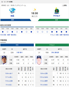 【ドラゴンズ実況】8/4 中日vsヤクルト（バンテリンD）18:00～先発：大野【中継:東海TV　Jスポ2　DAZN他】