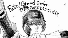 霧月さんがFGOフェス2026のKADOKAWAブースに提供した野球部の宮本伊織と応援団セイバーの色紙イラストを公開