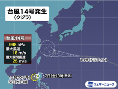 【超速報】くじら14号とかいう台風が発生するｗｗｗｗｗｗ