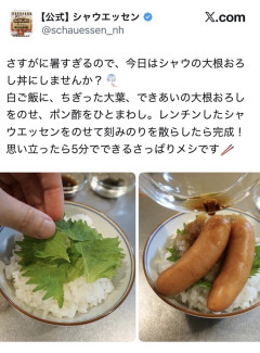【画像】シャウエッセン公式、こういうのでいいんだよ丼を作る