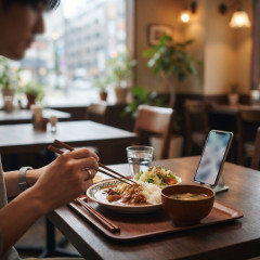 スマホを見ながら食べるのはマナー違反だと思いますか？