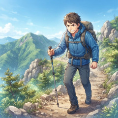 登山中、トレッキングポールが体に突き刺さった男性、自力で下山