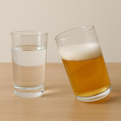 「ビールと水を交互に飲まないと倒れるグラス」発売 適正飲酒を施す   #酒
