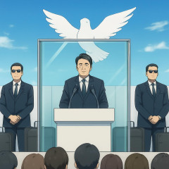 パさん「平和を願う式典なのに防弾ガラスと防弾バッグSPで囲まれた壇上でスピーチする人が総理大臣」