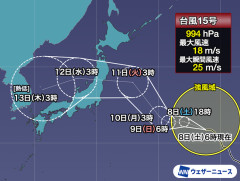 【悲報】台風15号、ダルビッシュのスライダーみたいになる