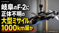【速報】岐阜のF-2戦闘機に正体不明の大型ミサイル確認 迎撃火器回避を備えた1000km級の変態ミサイルか
