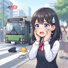 深夜帰宅途中、信号待ち。すると右側からゆうに3mぐらいある、異質なナニカがすり寄ってきた。そいつは私の方を覗き込み…