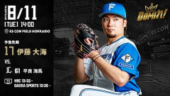 【予告先発】伊藤大海｜8月11日 西武戦｜14:00開始