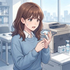 コピー機にA4入れようとして紙で指を切った奴。今すぐ病院にいけ。腕一本切断になってもしらんぞ