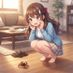床にデケェ蜘蛛がいると思ったら小さいカニだった呂梁