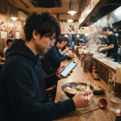 飲食店でスマホ操作しながら飯食ってる奴いるじゃん