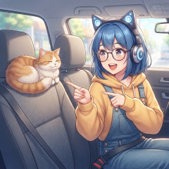 車に猫が乗る