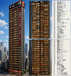 1階から最上階の60階まで全部ラーメン屋の建物あったら面白そうじゃね？