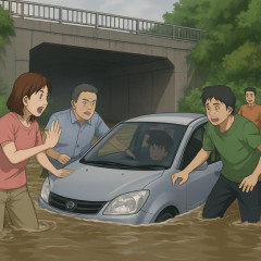 千葉県豪雨 冠水したアンダーパスに突入した軽乗用車で死亡事故 近隣住人の制止と救助もむなしく   |  sssp://img.5ch.io/ico/anime_morara02.gif