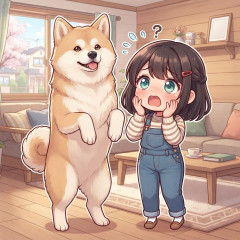 いつもは別々の場所→「今日はふたりで見てた」 秋田犬と柴犬のお出迎えに3.5万“いいね”