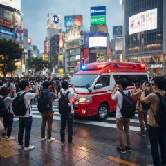「救急車が来ているのに」渋谷スクランブル交差点で目撃した光景にあ然 外国人観光客が撮影を続け「本当に迷惑」