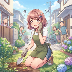 私達が外にいると近所の人が必ず出てくる