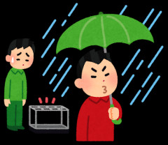 スーパーで傘を盗まれたんで、絶対に盗まれない傘を作る事に。俺（盗まれないようにダサい傘を作ったが…ここまでやると持ち歩けない）→傘を盗まれたスーパーに放置したら…