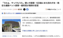 【大阪】保護団体から引き取った飼い犬を殴って殺害→5日後にまた別の犬を殺害、現在も複数ペット飼育→執行猶予3年の有罪判決