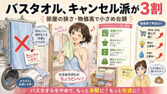 バスタオル、キャンセル派が3割