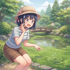 「モネの池」が抹茶のよう かいぼりで水質改善後にアオコ 影響は？