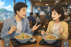 有田「長崎で一番ちゃんぽんが美味しい店は？」長崎県民「リンガーハットだよ」