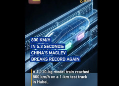 【速報】世界最速を更新 中国の磁気浮上式鉄道が発進から5秒で時速800キロを出す