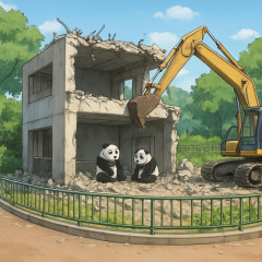 上野動物園のパンダ舎、不要なので解体w