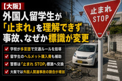 【大阪】外国人留学生が「止まれ」を理解できず事故、その後なぜか日本側の標識が変更される展開に