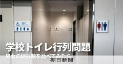 【朗報】朝日新聞「ちょ、ちょっと待って…？小中学校のトイレ62万個以上を調べたら男の方が女性より1.4倍も便器の数が多い…😱」