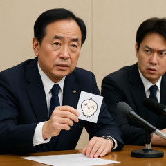兵庫県・斎藤知事 会見で「ちいかわシール」チラ見せに記者がブチ切れ「そうやって挑発しているわけですね」   |  バカすぎだろこの知事