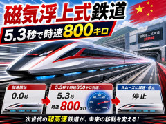中国の磁気浮上式鉄道が発進から5秒で時速800キロを出す