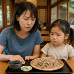 「お子様も1品お願いします」…夏休みの観光地、食べきれないとわかっていながら『1,100円のざるそば』を注文した4歳子連れ母の困惑