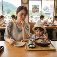 「お子様も1品お願いします」…夏休みの観光地、食べきれないとわかっていながら〈1,100円のざるそば〉を注文した4歳子連れ母の困惑