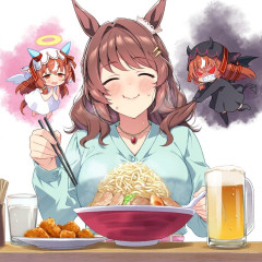 【ウマ娘】幸せそうに食べるハローさん、どんどん食べてもいいよ♡