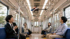 【物理】電車内でラジコンヘリを浮かせたまま発車したら、ヘリは後ろに吹っ飛ぶの？それともその場に浮き続けるの？